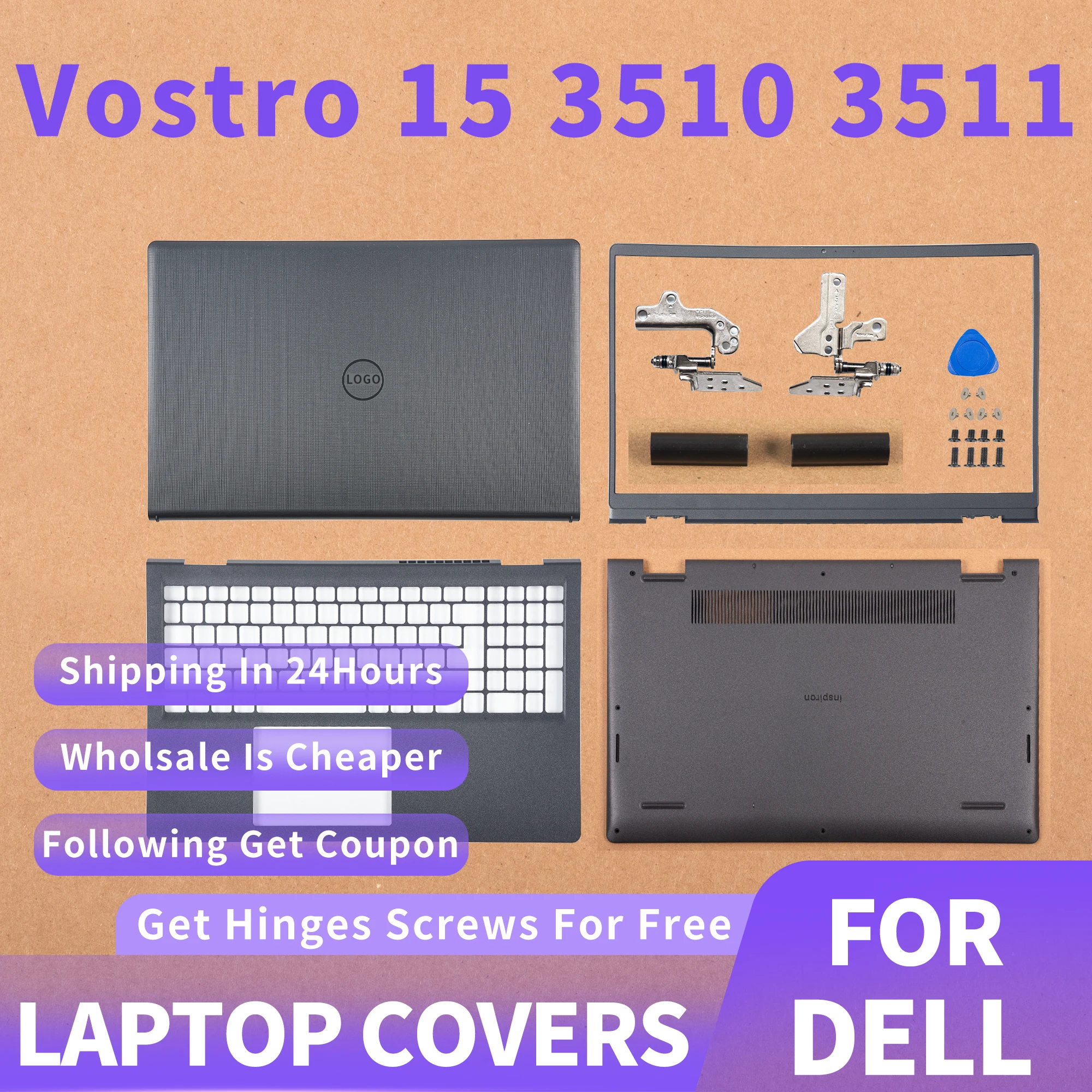 NEW Case For Dell Vostro 15 3510 3511 3515 3520 3525 Rear Lid TOP Case laptop LCD Back Cover/Front Bezel/Hinges L&R Black