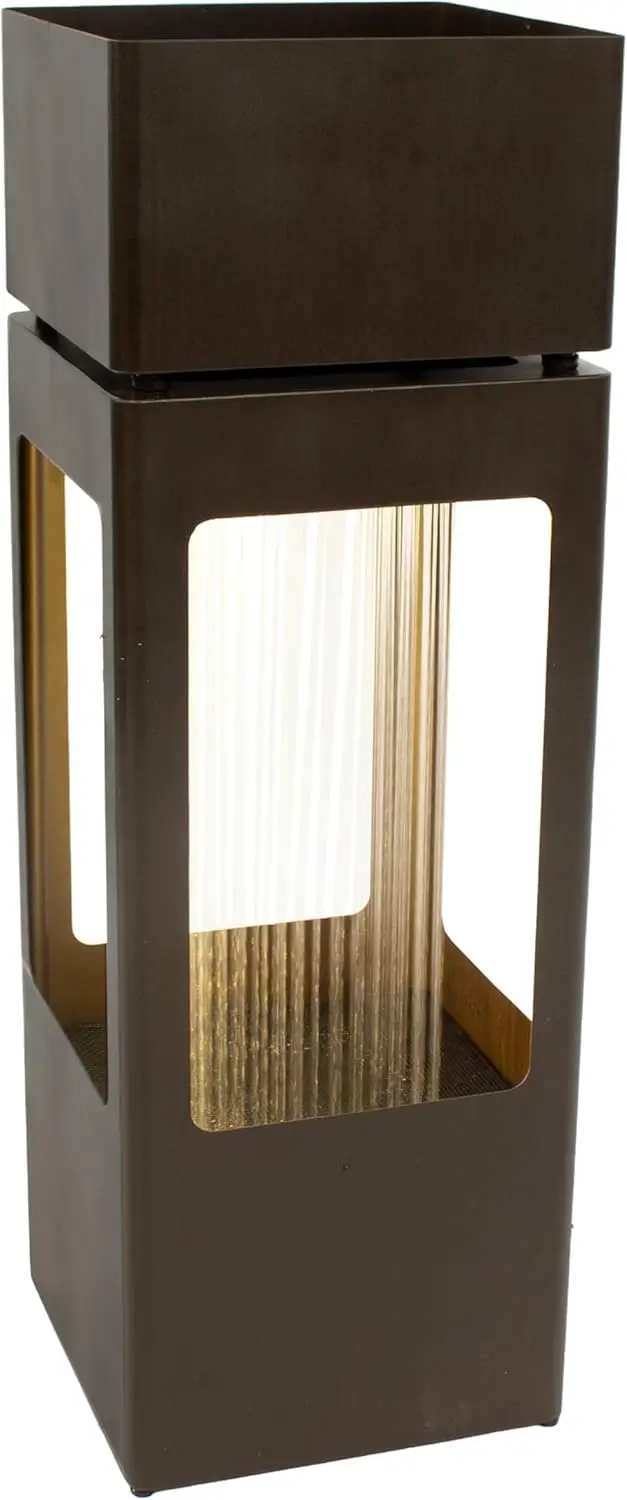Fuente de agua para exteriores Serene Showers con luces - Zinc - 36 pulgadas - Incluye luces LED blancas cálidas
