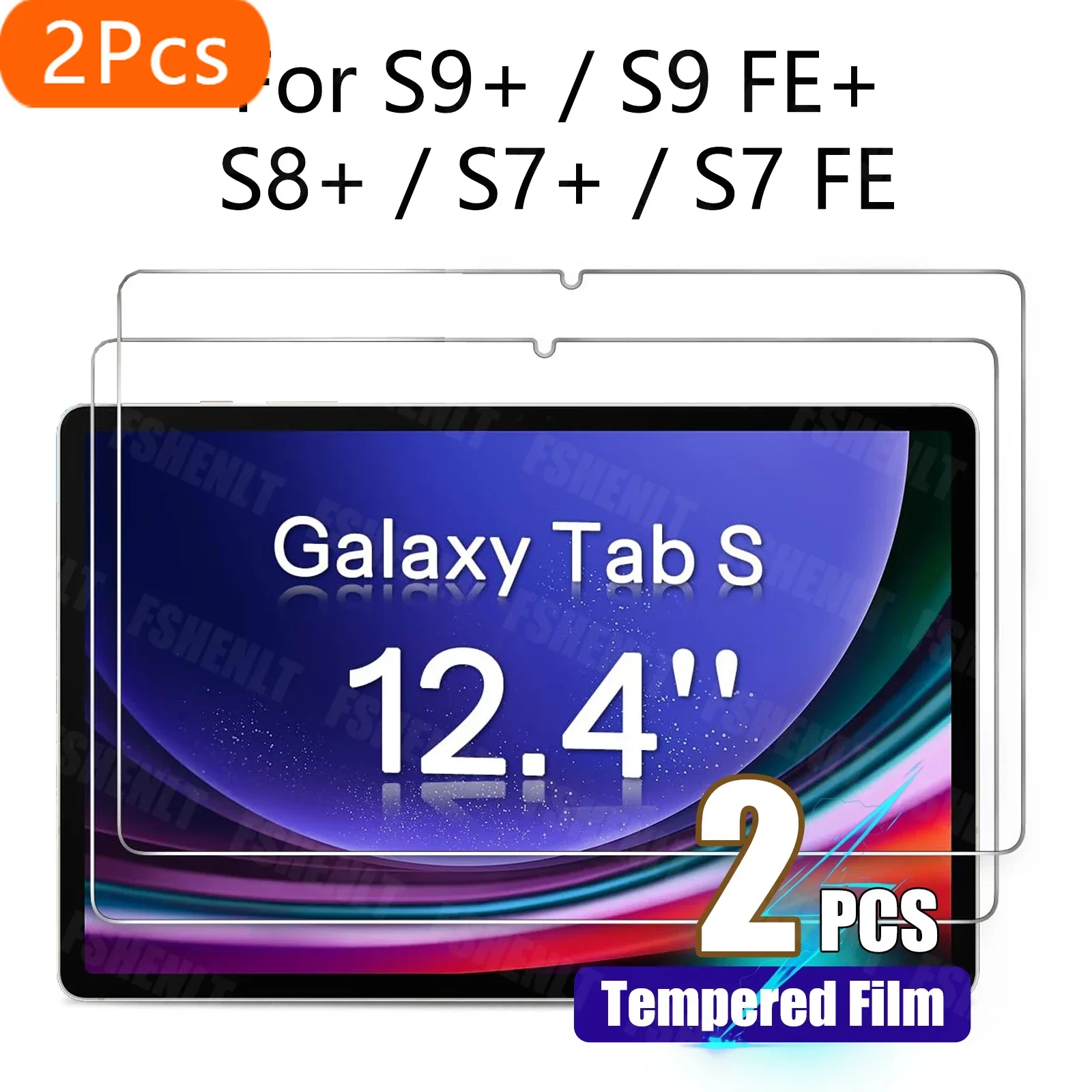 

2Pcs Screen Protector for Samsung Galaxy Tab S7 Plus/ S7 FE /S8 Plus /S9 Plus /S9 FE Plus 12.4 Tempered Glass for S9+ S9 FE+ S8+