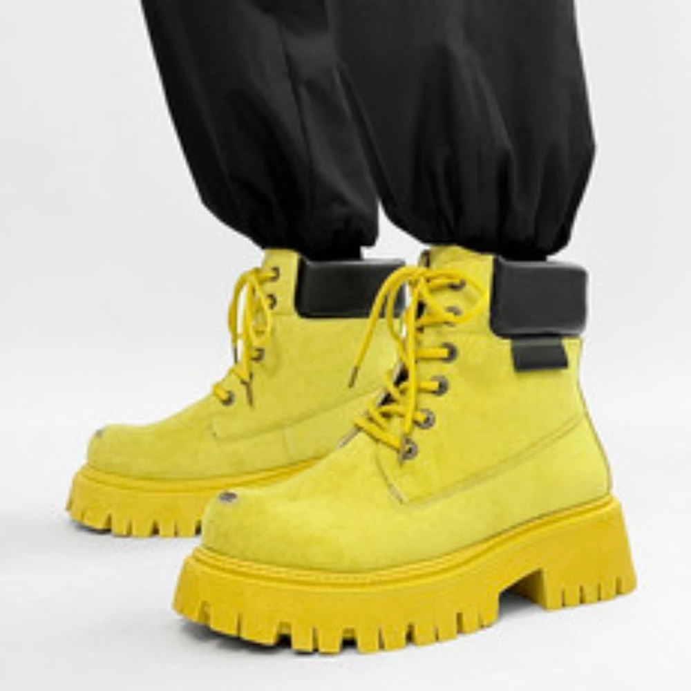 

New Men's Work Boots for Spring and Autumn 2025, Retro Lace-up Shoes, Thick-soled Low-top Casual Shoes for Both Men and Women