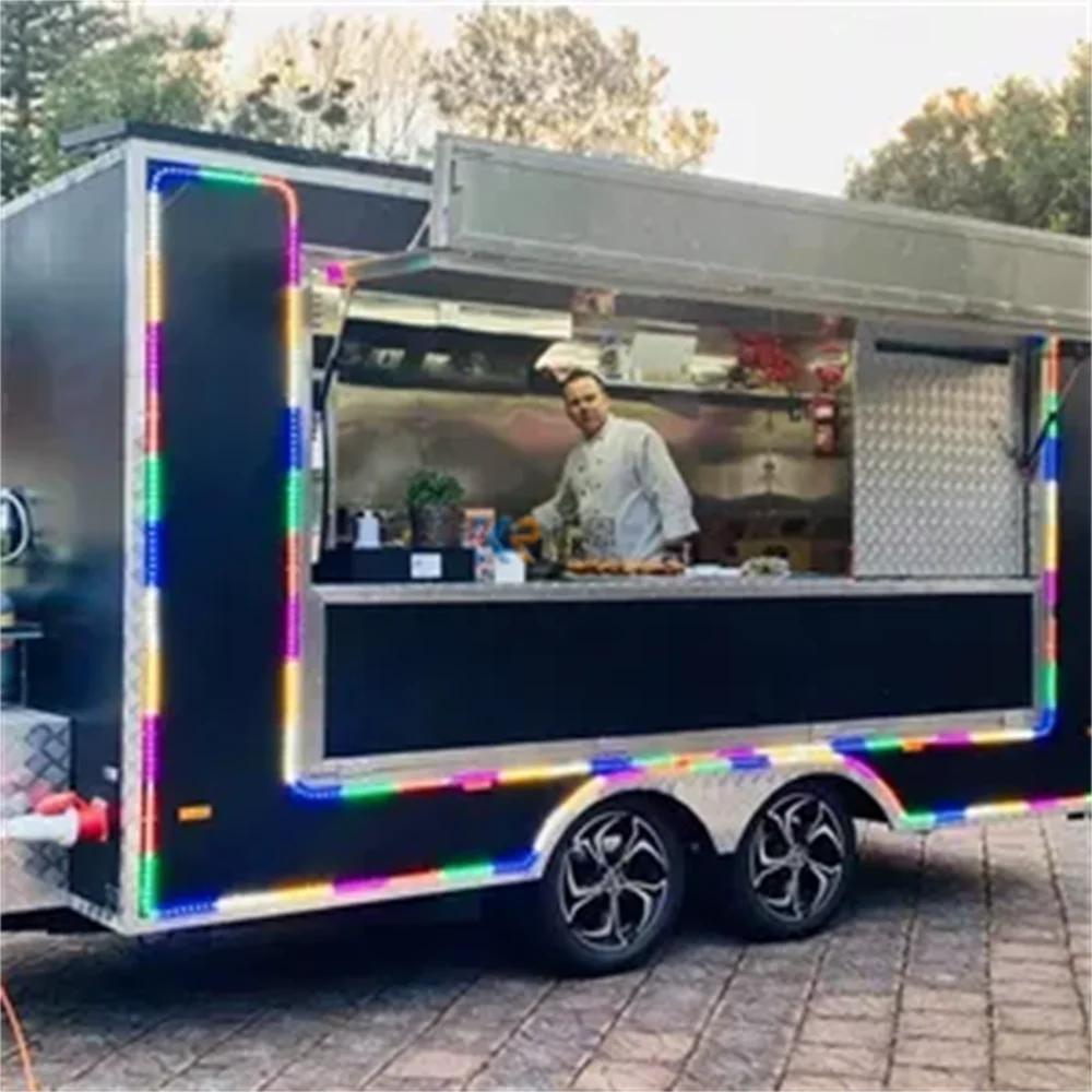 2023 Street Kitchen Food Cart Trailer Mobile Hot Dog Concession Truck Van CE Approved Snack Catering Kiosk