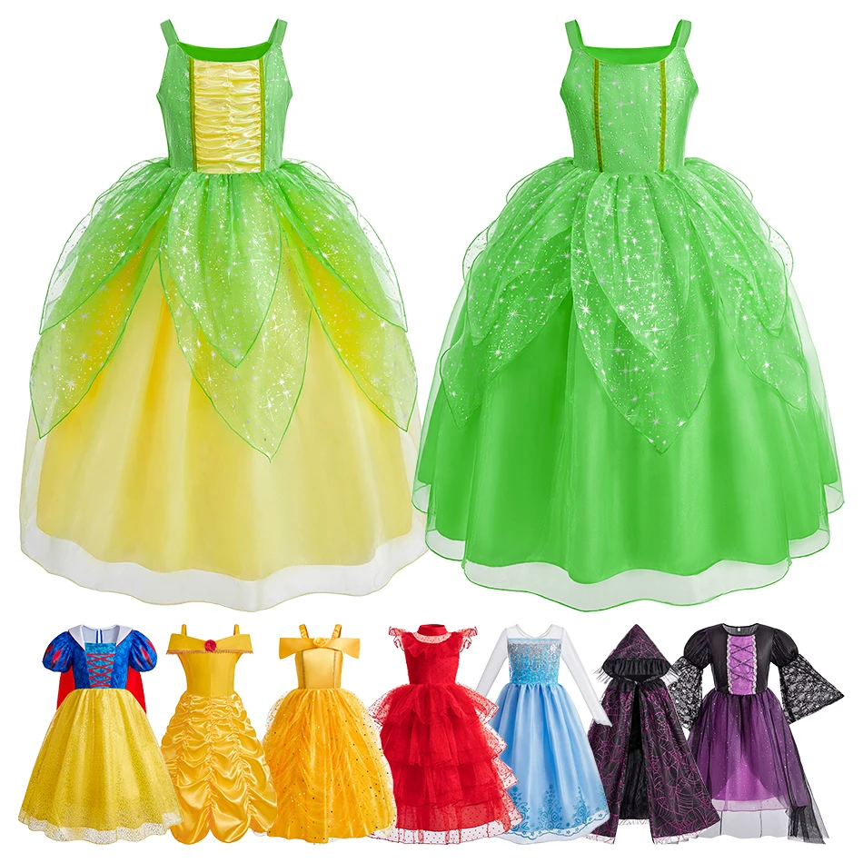 

Snow White Dresses Kids Elf Queen Cosplay Elsa Princess Dress Ball Gown Kids Magic Wizard Cloak Halloween Costume Girl Clothes