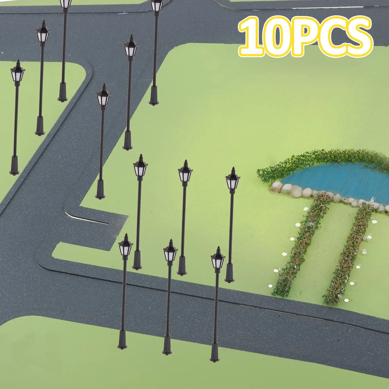 10x Model Layout Lights 1:100 Outdoor Pathway Lantern Post for Sand Table Layout Train Station Diorama Lighting Accessories