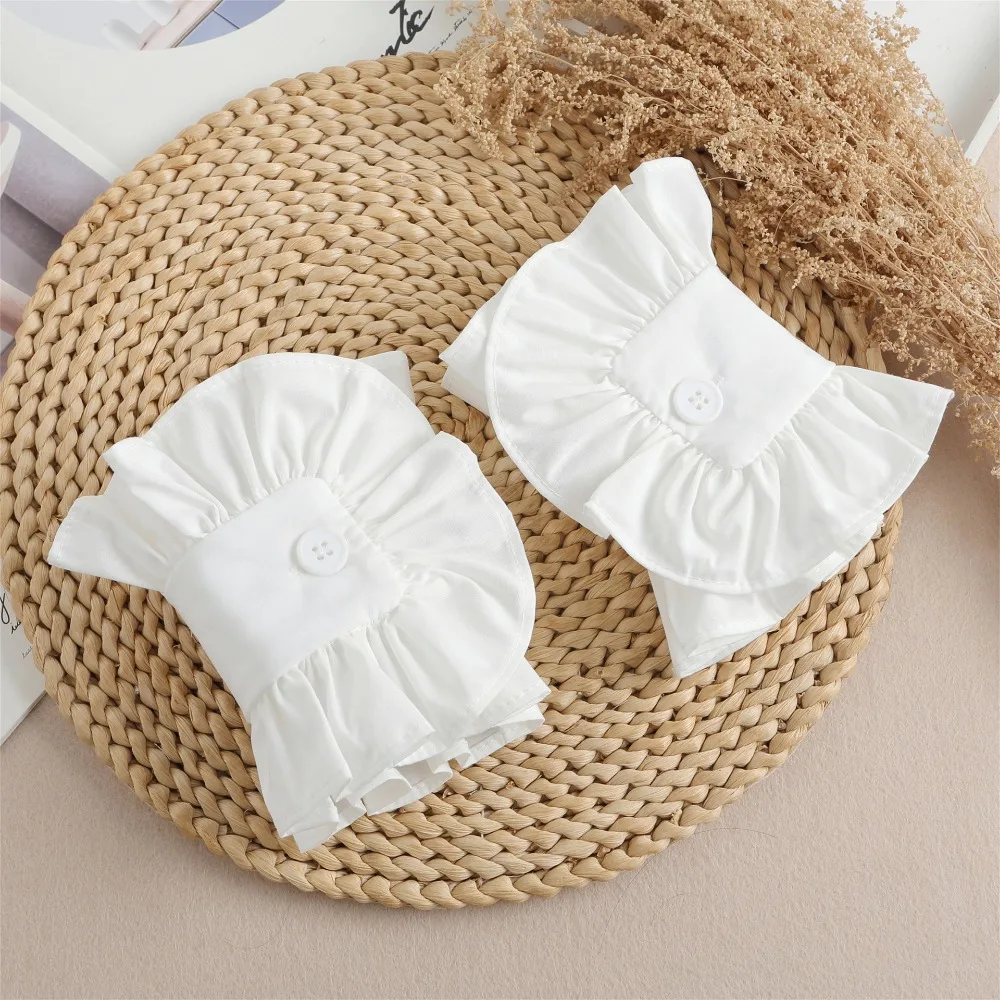 

Модные съемные манжеты с рюшами и пуговицами для рукавов, декоративные удлинители для рукавов для девочек-подростков