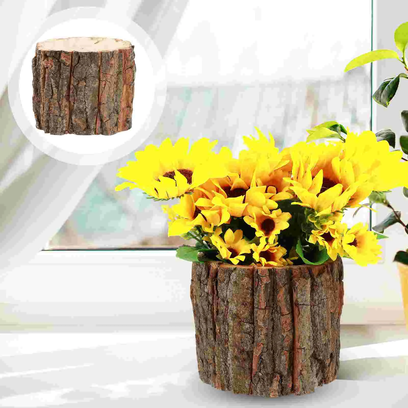 

Pastoral Style Waterproof Bark Flower Bucket Arrangement (short Style) Planters Wooden Flowerpot Decorate Pencil Container