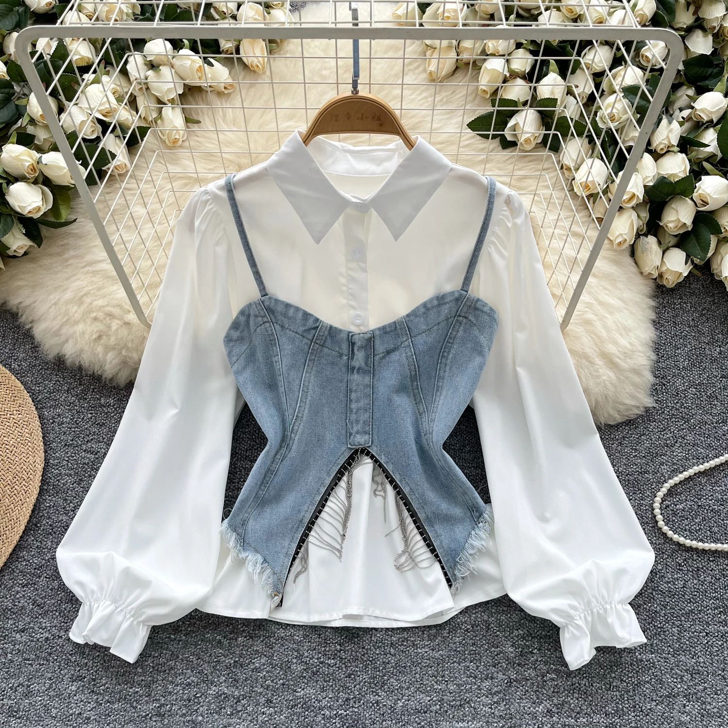 

Elegant sexy Single Breasted solid long sleeve Top Women Korean Fashion High Street Autumn Clothing