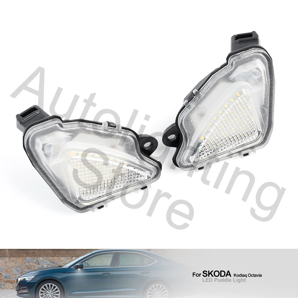 2x For Skoda Octavia Superb Kodiaq Karoq 2017-2021 VW T-Roc 2020 LED Under Side Mirror Puddle Light Courtesy Lamps#3T0945291A