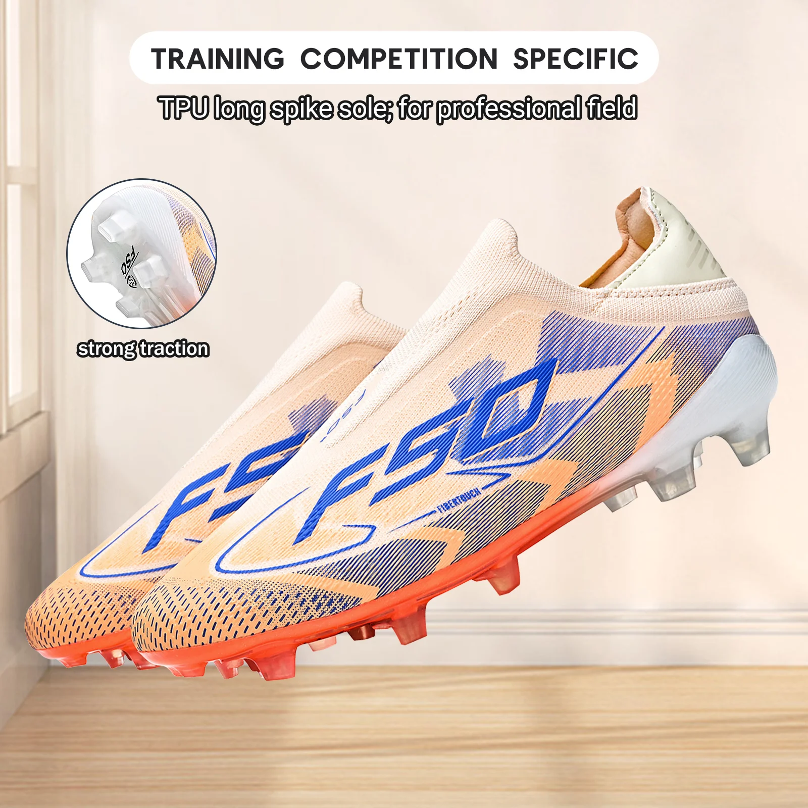 Upgraded Wear Resistant AG FG Football Shoes Skin-friendly PU Fabric Hard TPU Stud Stable Support Outdoor Natural Grass Sports
