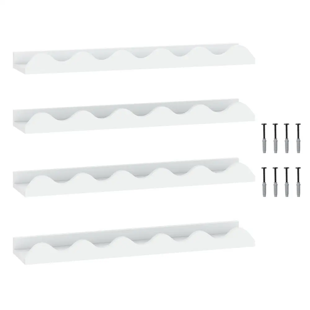 24 Inch Kids Bookshelf Set of 4 Wall-Mounted Picture Ledge Shelf-White