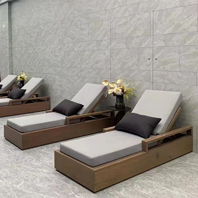 

Уличный шезлонг из тикового дерева, двор, вилла на открытом воздухе, балкон, шезлонг для отдыха в бассейне, водонепроницаемый шезлонг из тикового дерева