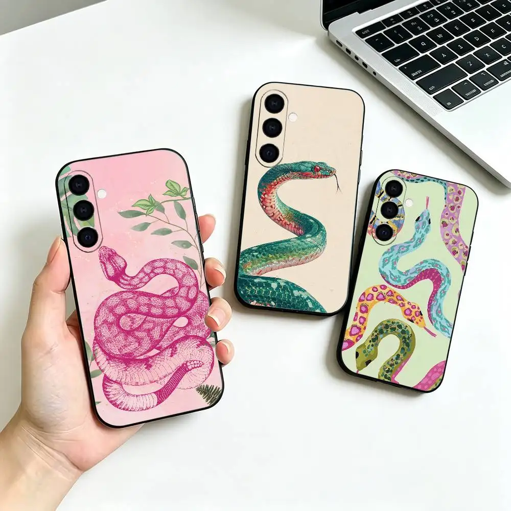 Snake Zebra Art Soft Silicone phone Case for Samsung Galaxy A73//A72/A70/A53/A52/A51 - Black
