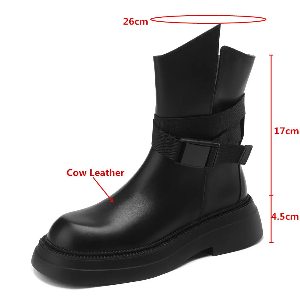 MILI-MIYA New Arrival Mixed Color Women Cow Leather Ankle Boots Thick Heels Round Toe Zippers Plus Size 34-42 Handmade For Lady