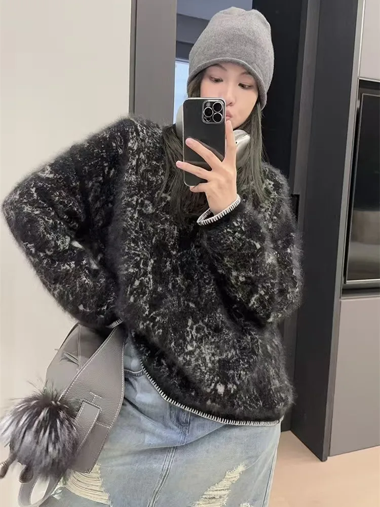 

Бархатный свитер из 100% кашемировой шерсти, женская одежда, мягкий роскошный утепленный пуловер с круглым вырезом, осень/зима, женские топы большого размера