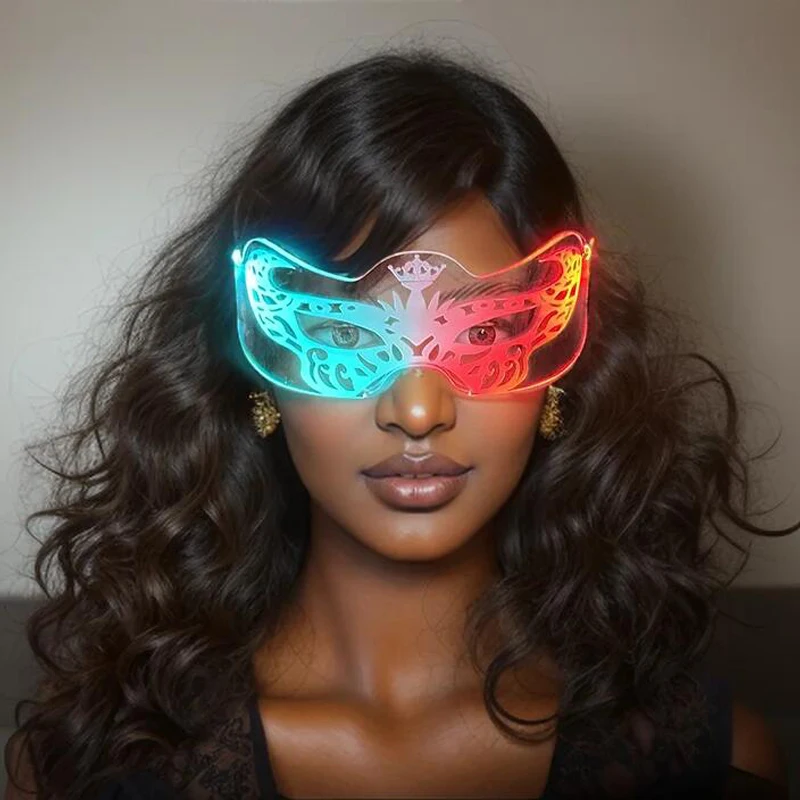 Led Cyberpunk Bril Gloeiende Gezichtsmasker Bril Voor Meisjes Vrouwen Gemaskerd Party Brillen Benodigdheden Neon Licht Bril In Het Donker
