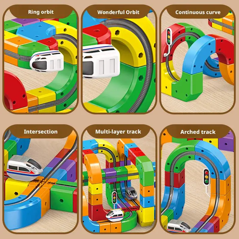 Jouets de Train sur Rail électrique, Cube magique Non magnétique, voiture sur Rail, Puzzle pour enfants, blocs de construction intellectuels, cadeau de noël