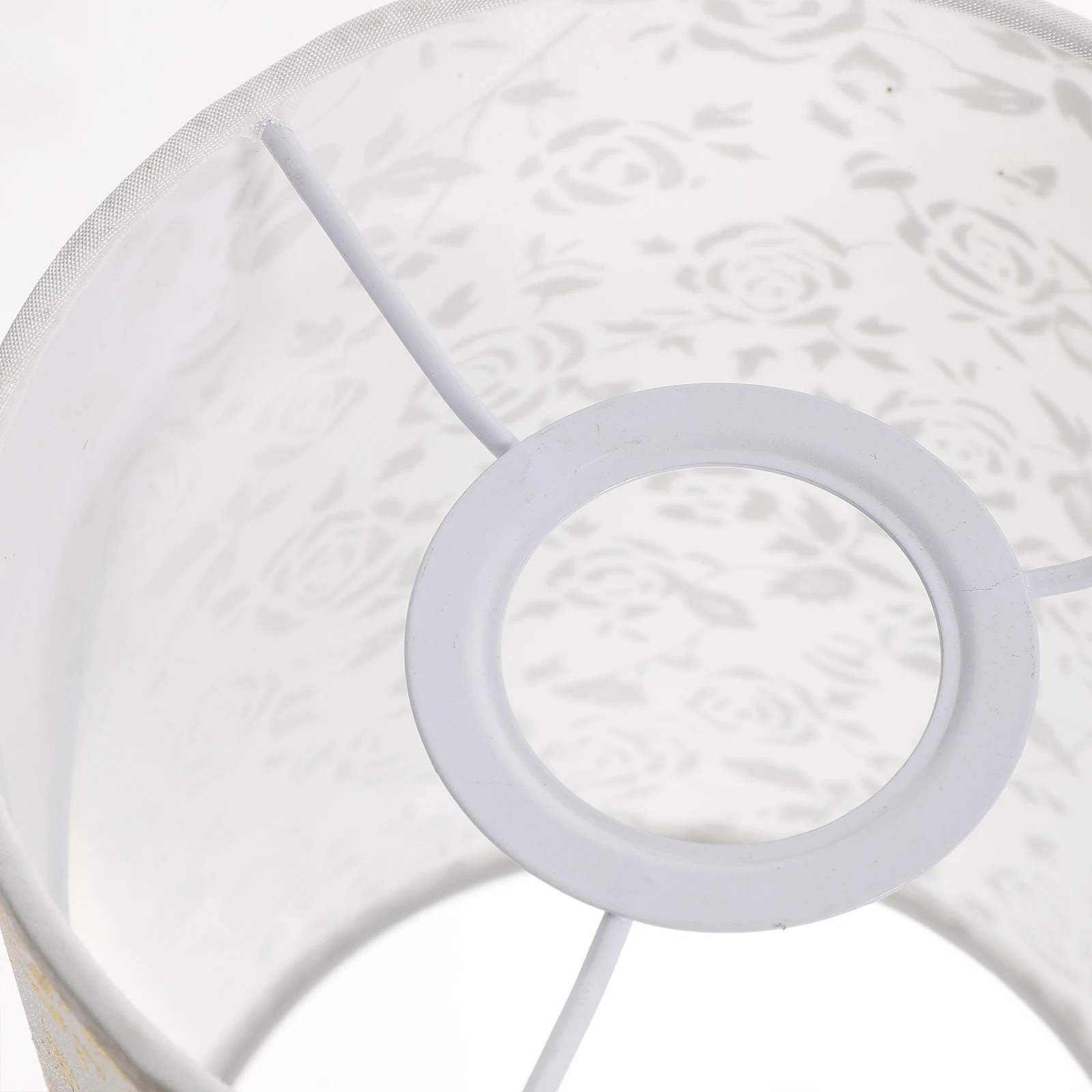 Rose Fabric Lampshade Small Desk Light Cloth Pleated Metal E27 Base Bulb Bedroom Living Room Study Office Modern Pattern Simple