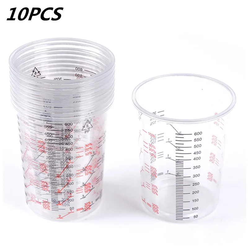 10pcs Plastic Paint Mixing Cup 600ml Mixing Pot Paint Mixing Calibration Cup For Precise Mixing Of Paint And Liquid High Quality
