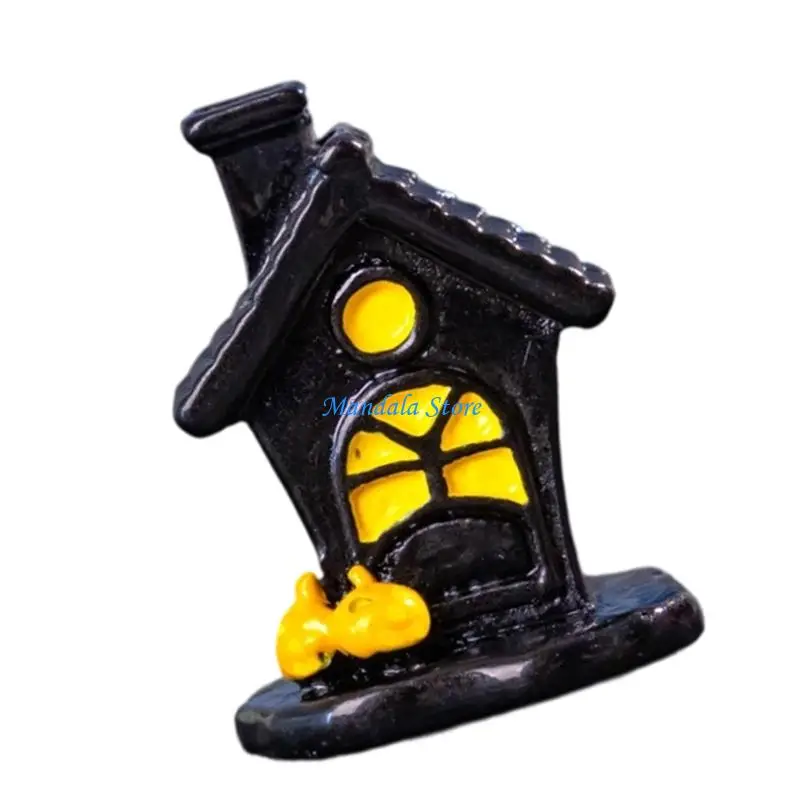 

U2JC Gothic Resin Haunting House Miniature Statue Modern Desk Accent For Seasonal Home Decoration Desktop Ornament
