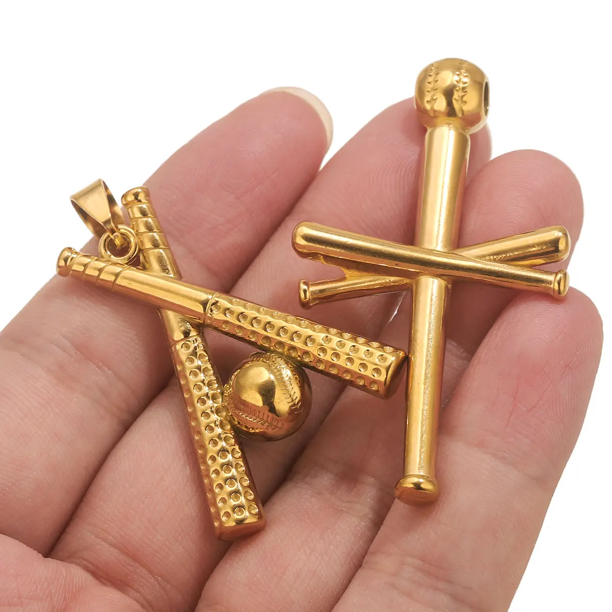 

2PCS stainless steel sports baseball pendants DIY charm necklaces earrings cross jewelry handicrafts connectors bulk wholesale