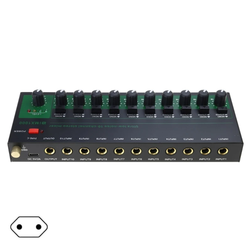 ADWE MX1000 10 Channel Sound Mixer Switching Box 6.5mm 10 in 1Out Distributor Switcher For Club DJs And Party Setting