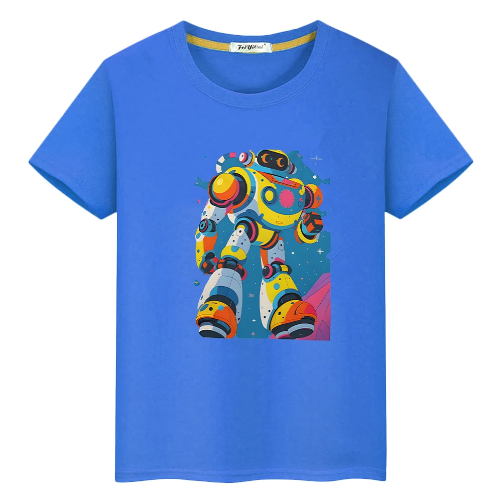 

Astro Bot print t shirt for kids boy 10years 100%Cotton Cartoon t-shirt y2k one piece Kawaii Tops anime Short girls clothes