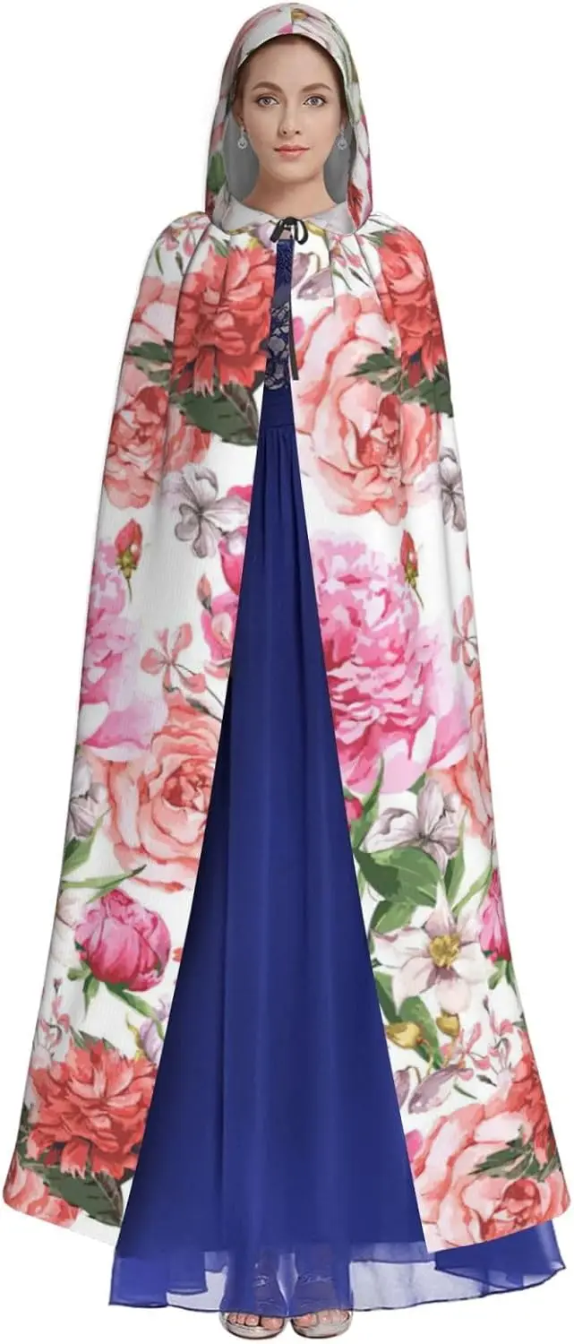 Butterfly And Cello Print Adults Hooded Cloak With Halloween Christmas Witch Cape Robe Costume Party Supplies