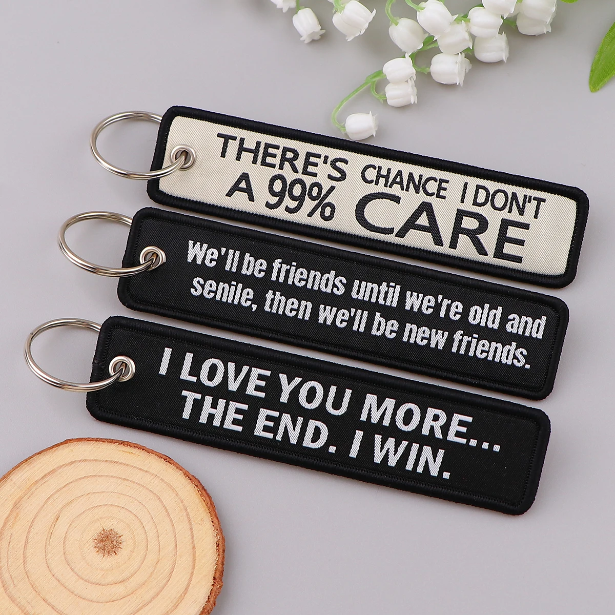 Ride Safe Embroidery Key Fobs Drive Safe Key Tags Keychain For Motorcycles Cars Key Ring Accessories Backpack Chaveiro Gifts