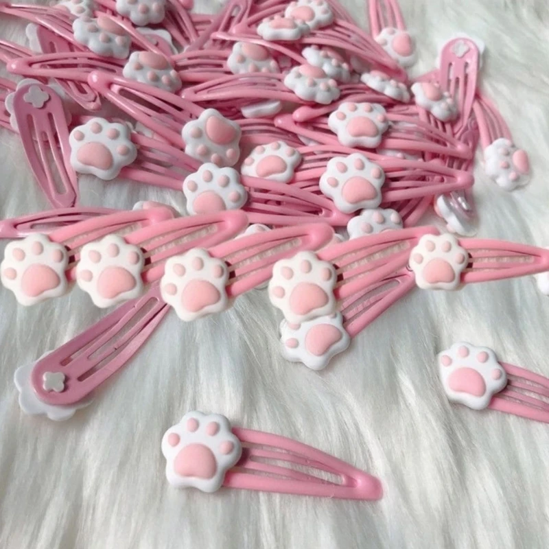 2pcs Cartoon Cat Paw Shape forcine Hot Girls Cartoon Cat Hair Clip copricapo Y2k Style Cartoon Cat Paw Hair Clip per adolescenti ragazza