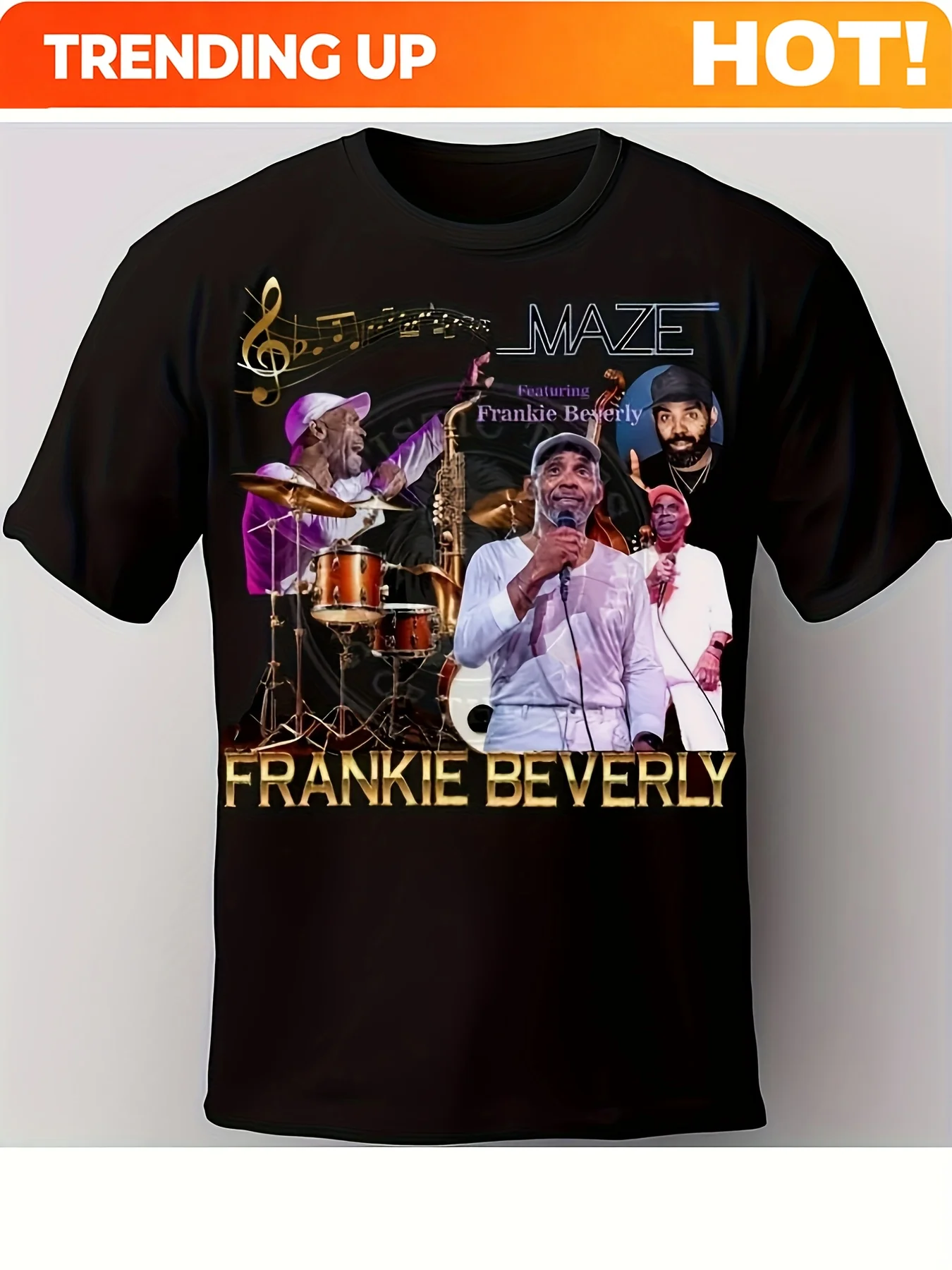 Men's Frankie Beverly Maze R&B Jazz Legends Graphic Tee - Black Vintage Music Shirt with Frankie Beverly, Marvin Gaye Tribute