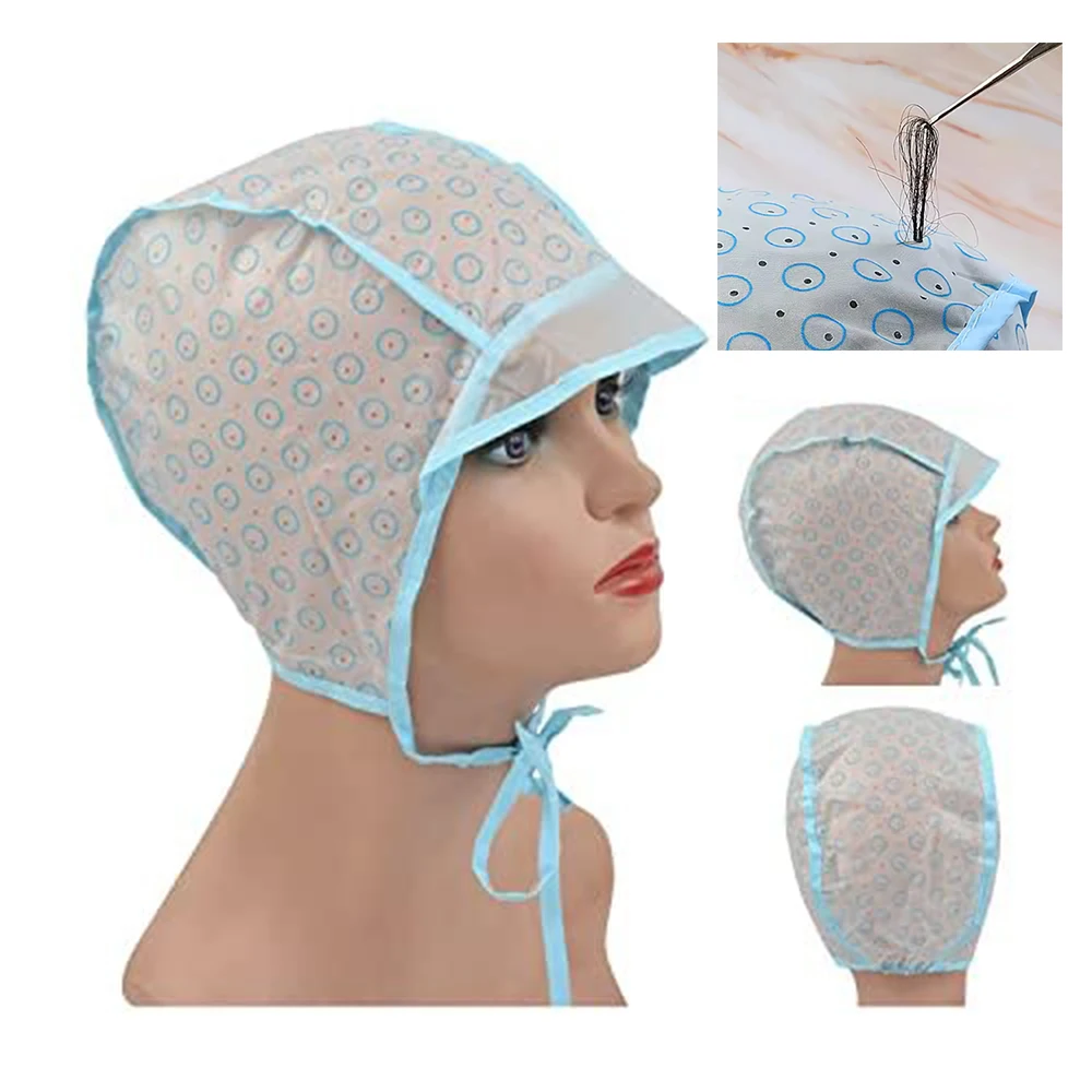 1pc Hair Highlighting Cap Kit Hair Dye Cap Disposable Hair Art Frosting Cap with Plastic Crochet Hook Hair Colouring Cap Set Kit