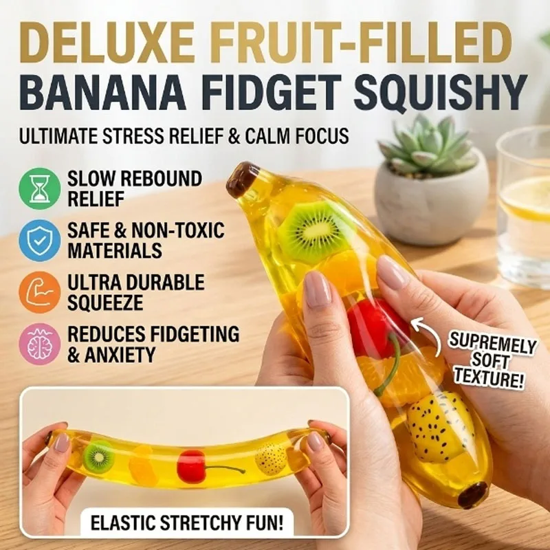 Fantástico Juguete Antiestrés en Forma de Plátano de Rebote Lento, Suave para Aliviar el Estrés en el Escritorio de Oficina y para la Relajación Diaria.