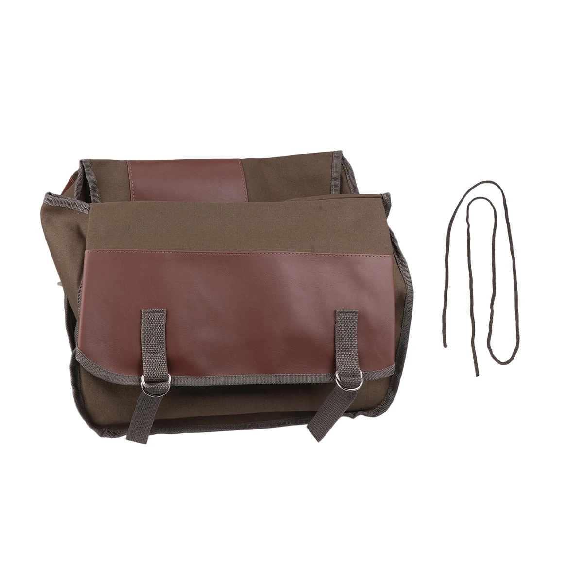 

Pouch Mountain Bike Rear Bag Heavy Duty Canvas Storage Organizer With Carry Handle Double Buckles Elastic Rope For Picnic Khaki