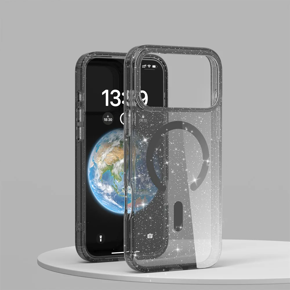 Transparente Glitzer-Symmetrie für Magsafe Magnetische Hülle für iPhone 18 Pro Max 17 Air16 15 14 13 Sturzsichere Ott-Box Panzerhülle – Detail 9