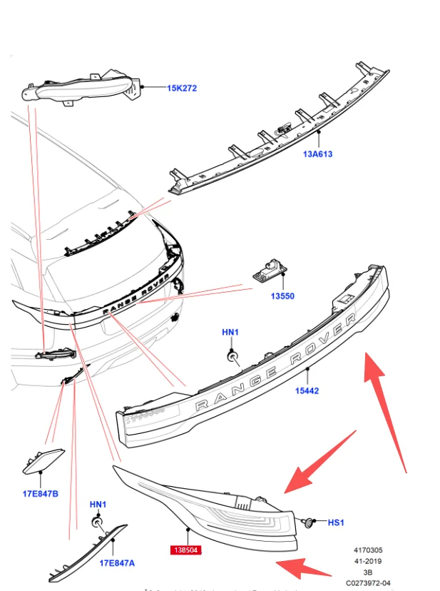 LR111108 LR181912 LR093427 سائق الجانب الأيسر الذيل ضوء مصباح ليد خلفي لاند روفر رينج روفر حلقي 2018-2024 #2