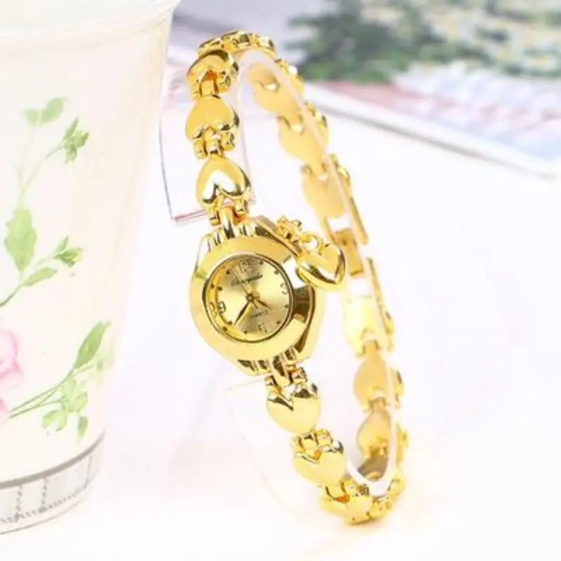 Chaoyada Ladies Golden Love Shape Watch Women Small Bracelet Quart Wristwatch Saati Clock Relogio Feminino Relojes Para Mujer