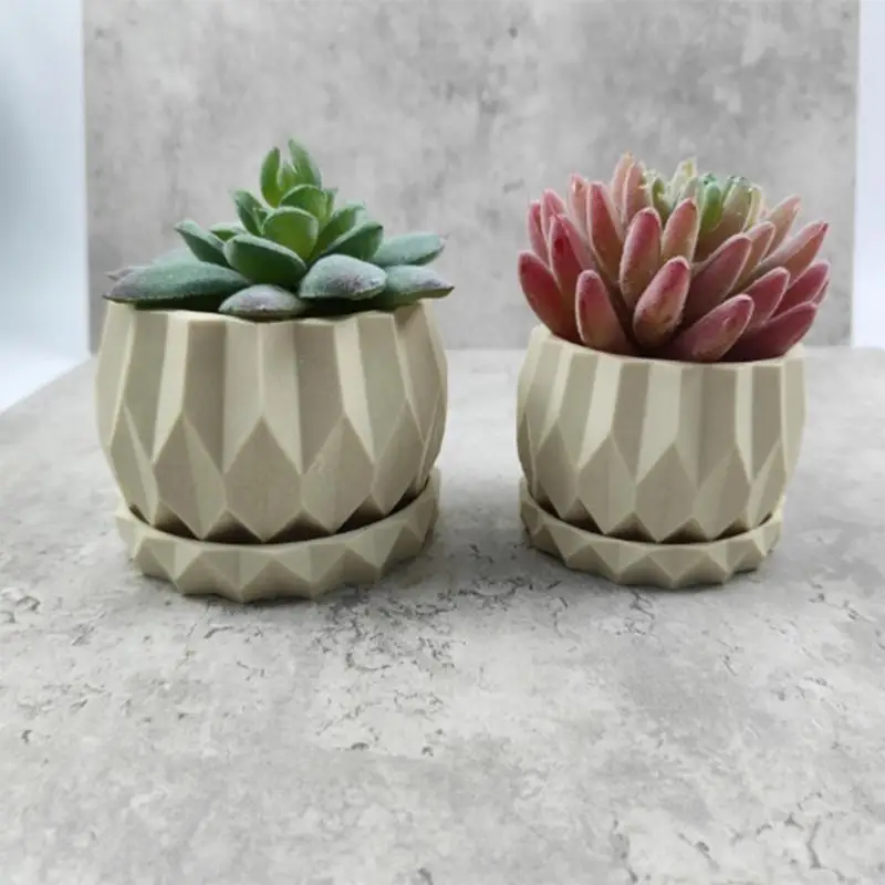 

Rhombus Geometric Flower Pot Cement Silicone Mold Plaster Flower Pot Decoration Planting Potted Mold