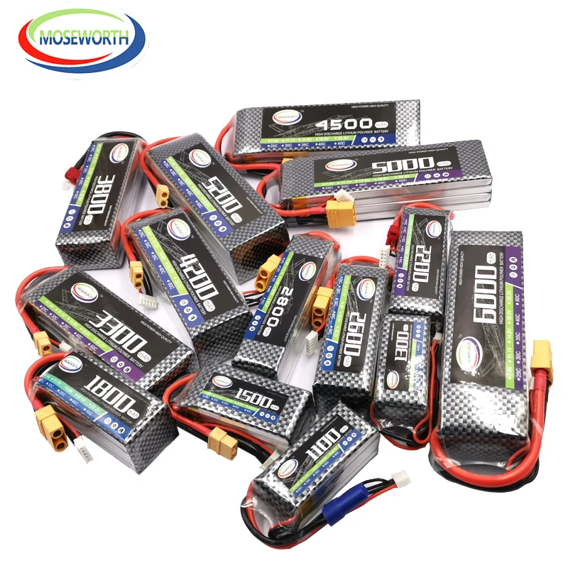 2S 3S 4S 6S RC LiPo 배터리 7.4V 11.1V 14.8V 22.2V 1500 2200 3500 4200 5200 6000mAh 60C LiPo RC 비행기 자동차 드론 Quadcopter