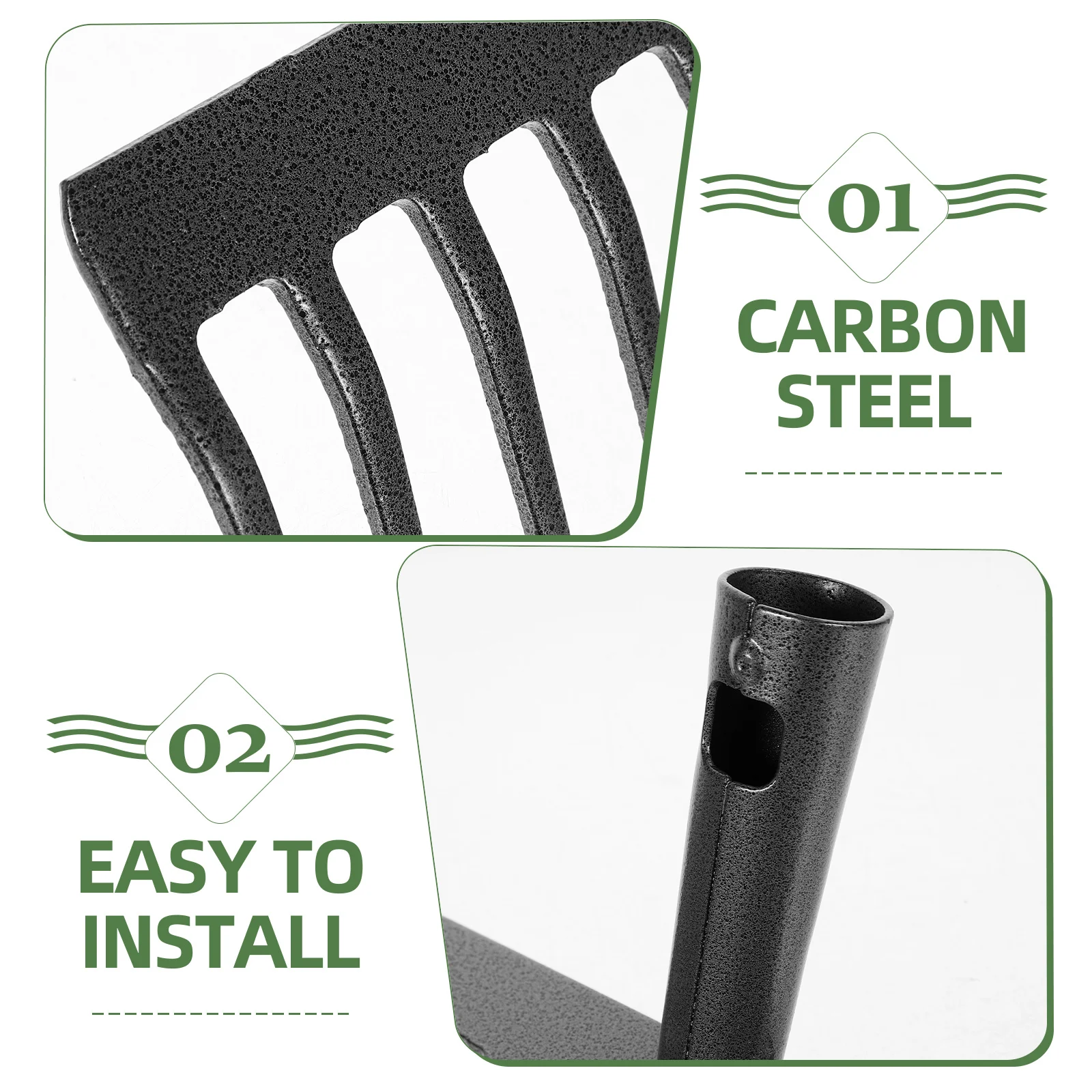 

14-Teeth Steel Garden Rake Head Durable for Yard Leaf Cleaning Gardening DIY Tool Accessories Practical Black Without Handle