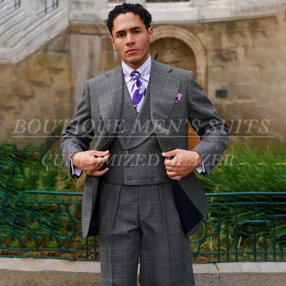 Роскошные мужские костюмы на одной пуговице, формальный облегающий костюм с лацканами, куртка из трех предметов, брюки, жилет, высококачественная деловая одежда, костюм