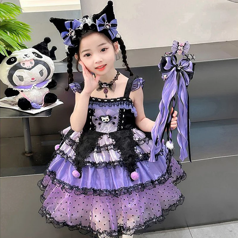 Mädchen Kleid Kinder Kostüm Kleider Halloween Sanrio Cosplay Prinzessin Kleid Kuromi Lolita Weihnachten Puffy Rock Anzug Niedlich