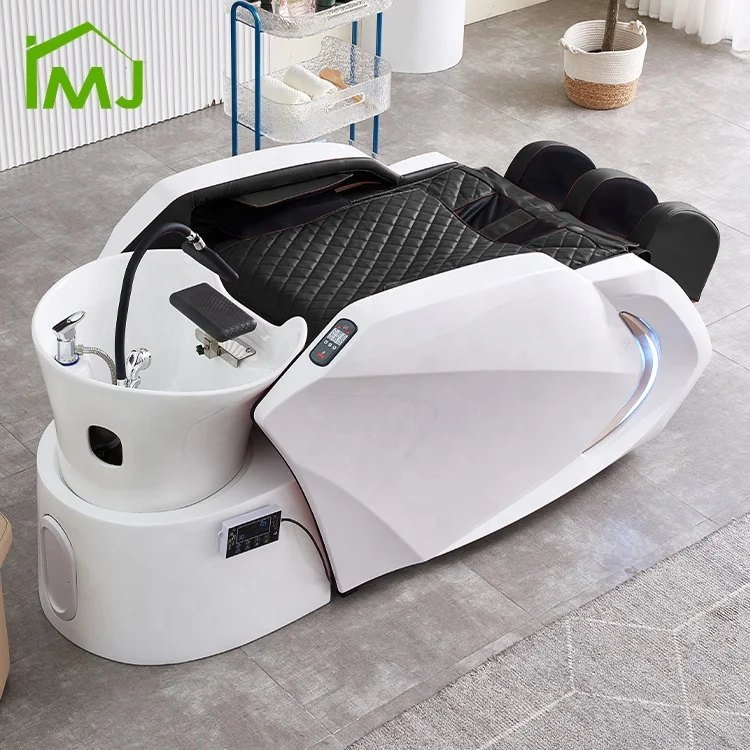 

Custom Luxury Salon Hair Washing Chair Electric Head Spa Massage Shampoo Bed