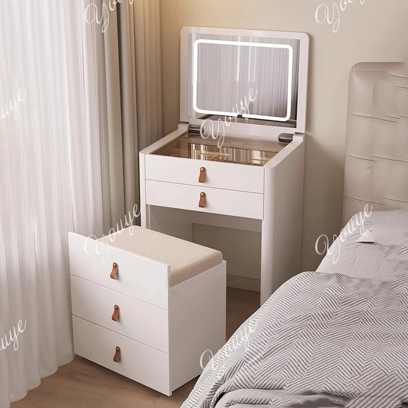 

Modern Minimalist Vanity Table Storage Organizer Trendy Nordic Vanity Table Witth Mirror Bedroom Meuble Coiffeuse Furniture