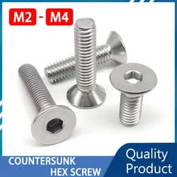 Hexagon Hex Socket Countersunk Screw Flat Head Allen Bolts M2 M2.5 M3 M4 304 Stainless Steel DIN7991 Assortment Kit Machine Bolt