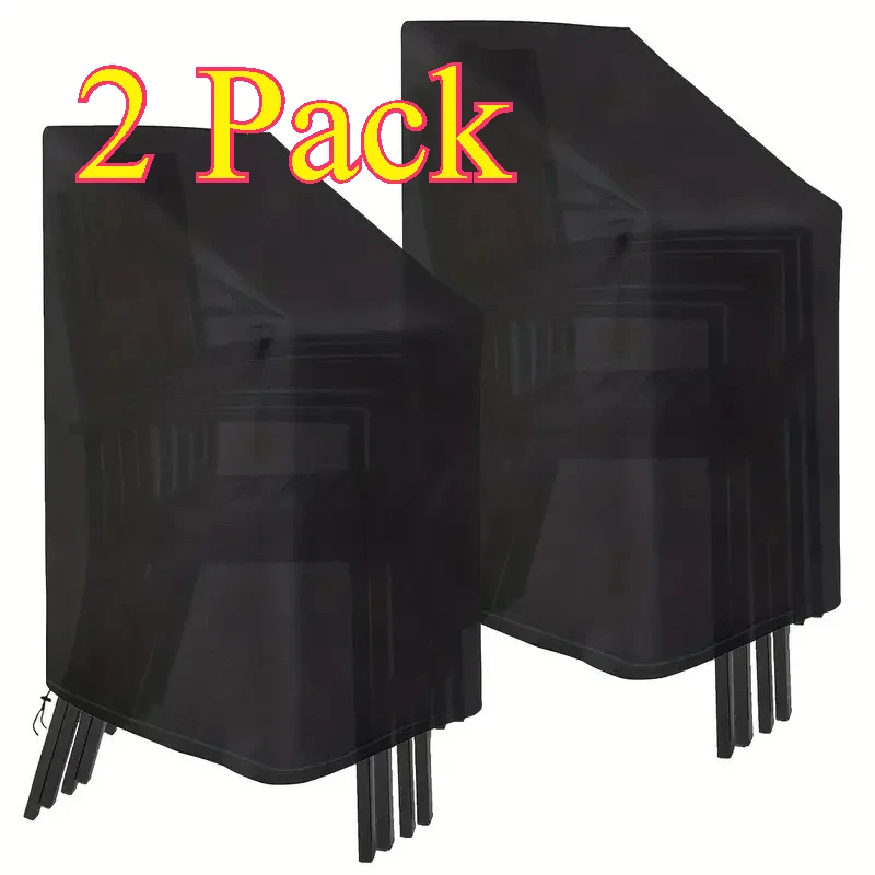 2Pack Stacking Outdoor Chair Cover Waterproof 210D Yard Chair Cover Rain Snow Dust Wind-Proof Anti-UV Desk Protector for Garden