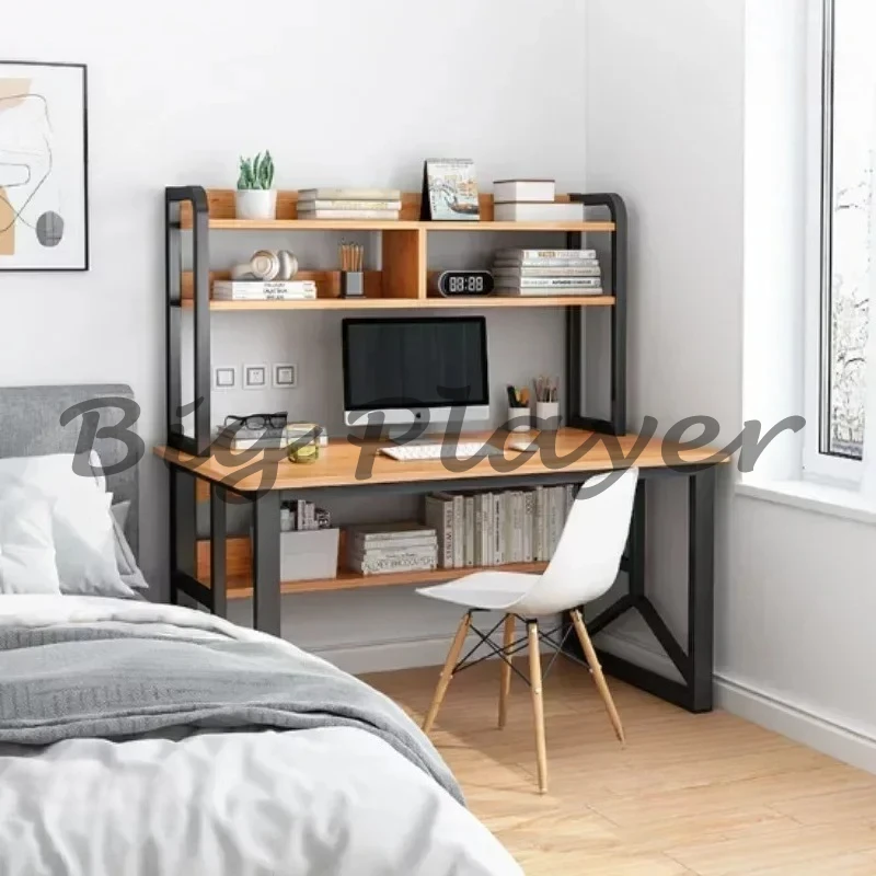 Computer Desktop Desks Home Writing Desk Reading Desk Student Study Desks Table Bedroom Furniture Simple with Bookshelf Table M