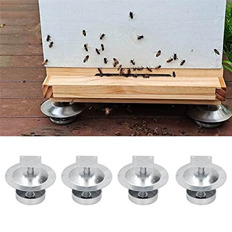beehive 4Set Ant Proof Hive Feet Stainless Steel Beehive Base Beekeeping Beehive Stand Hive Trap Tool for Beekeeper