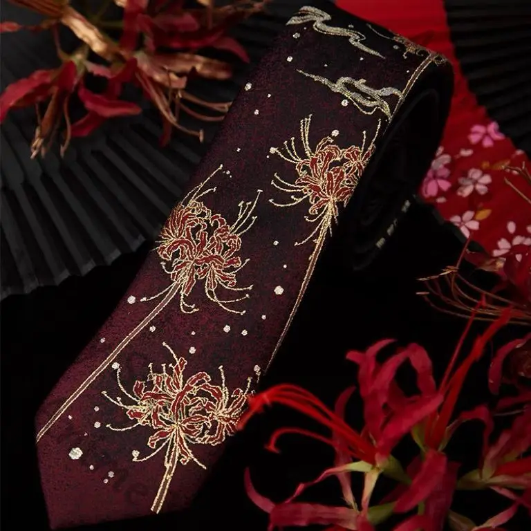 Anime Wuthering Waves Phrolova Cosplay Red Magic Lily Handgebundene Krawatte Cartoon Cannetille Fliege Corbata Schal Schmücken Weihnachten Geschenk