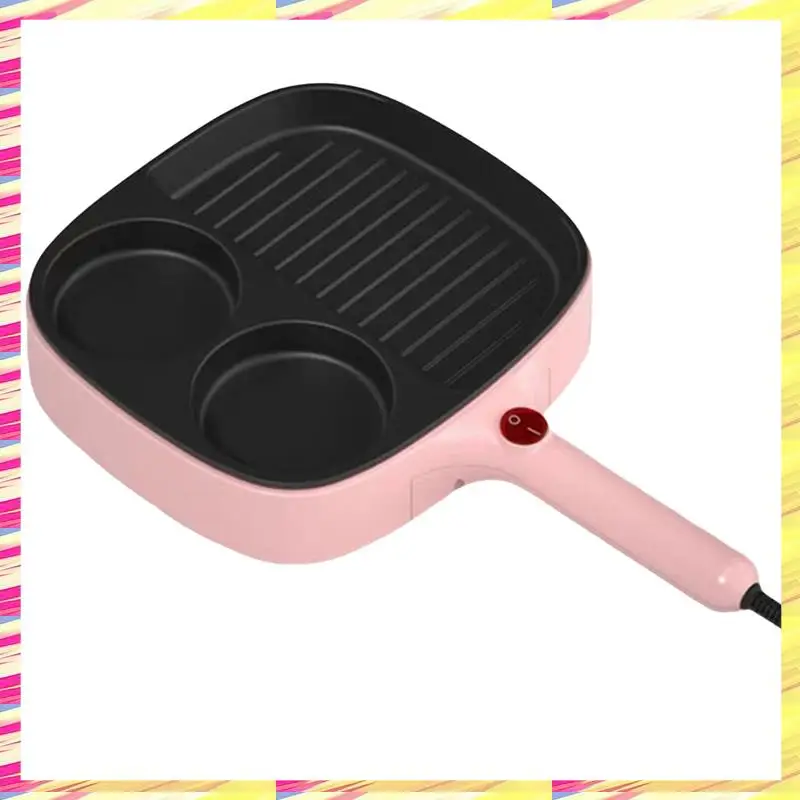 

ABJJ 3 в 1, электрическая сковорода для омлета, сковорода для барбекю, многофункциональная антипригарная кастрюля, пароварка для жарки стейка, вилка стандарта США B