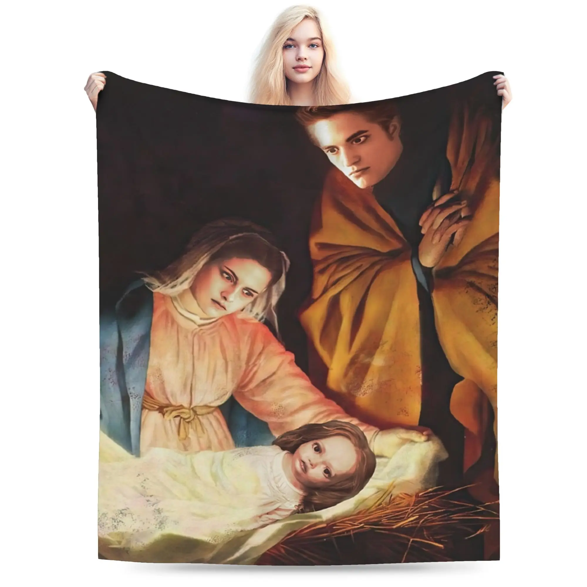 Twilight Bella and Edward Blankets Flannel Robert Pattinson Breathable Warm Throw Blankets for Sofa Travel Bedding Throws