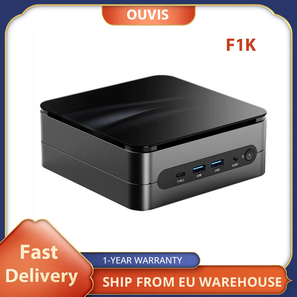 OUVIS F1K Mini PC, AMD Ryzen 7 7735HS 8 Cores Up to 4.75GHz, 16GB RAM 1TB SSD, 2*HDMI+1*Type-C 4K 60Hz Triple Display, WiFi 6